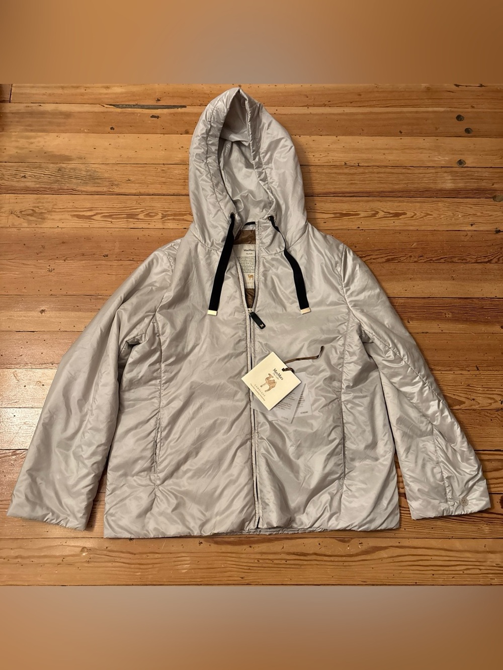 MAX MARA The Cube Padded Hooded Jacket in Water Repellent Canvas In Gray 12 US